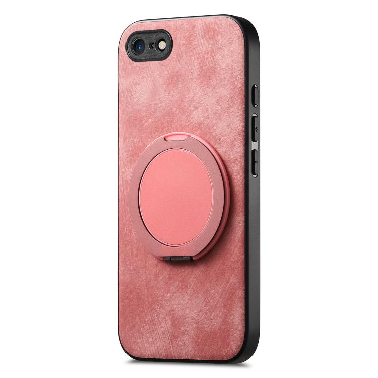 For iPhone 7 / 8 / SE 2022 Retro Leather Rotation Round Holder Phone Case