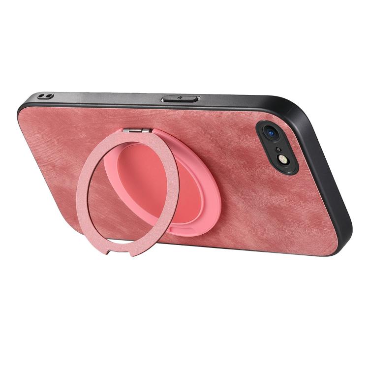 For iPhone 7 / 8 / SE 2022 Retro Leather Rotation Round Holder Phone Case
