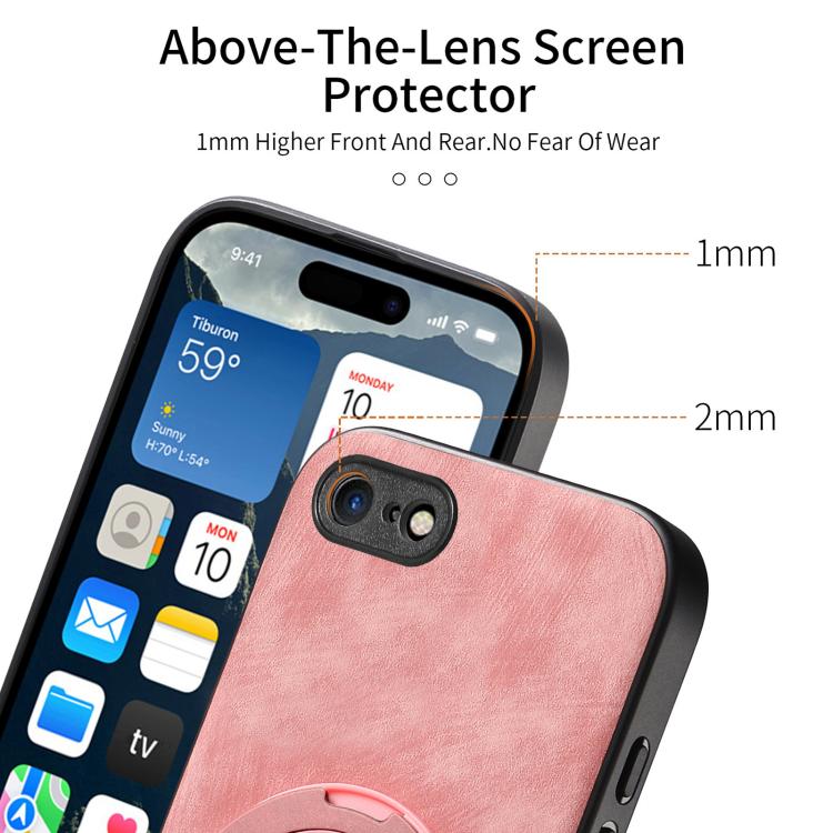 For iPhone 7 / 8 / SE 2022 Retro Leather Rotation Round Holder Phone Case