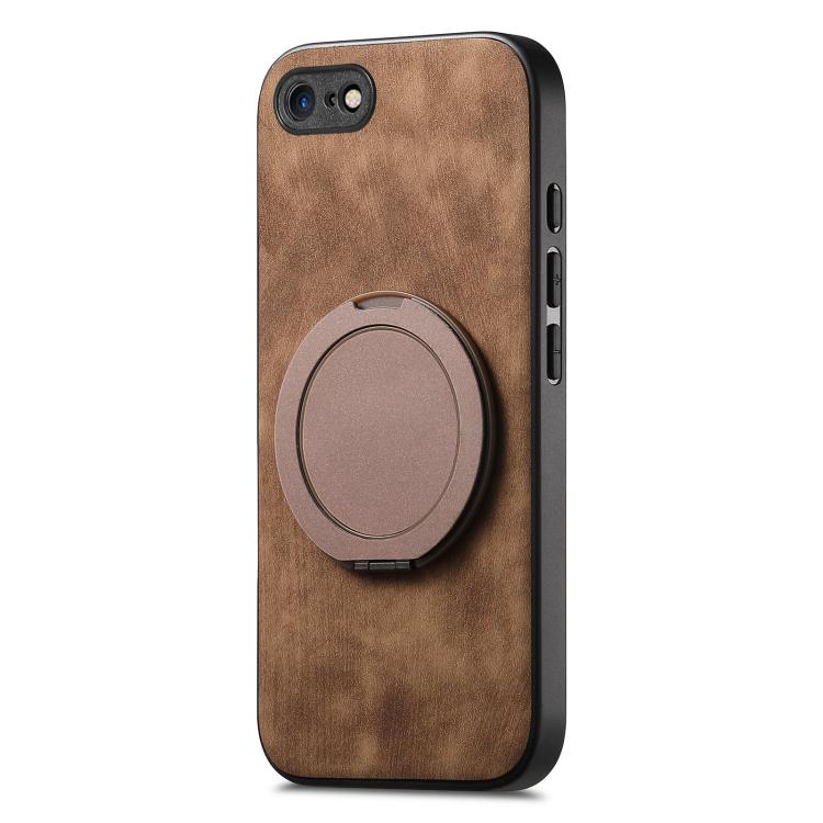 For iPhone 7 / 8 / SE 2022 Retro Leather Rotation Round Holder Phone Case