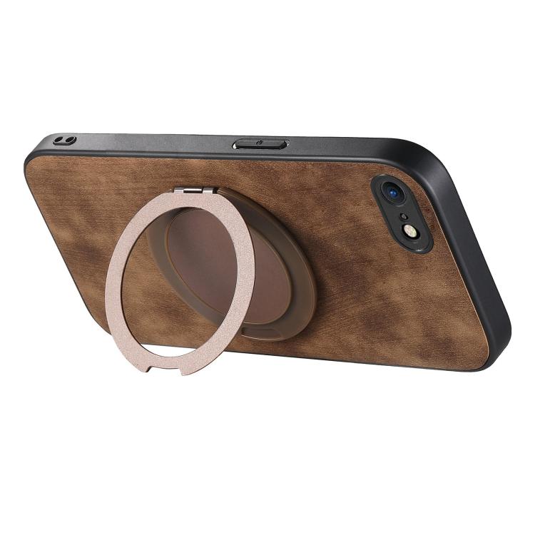 For iPhone 7 / 8 / SE 2022 Retro Leather Rotation Round Holder Phone Case