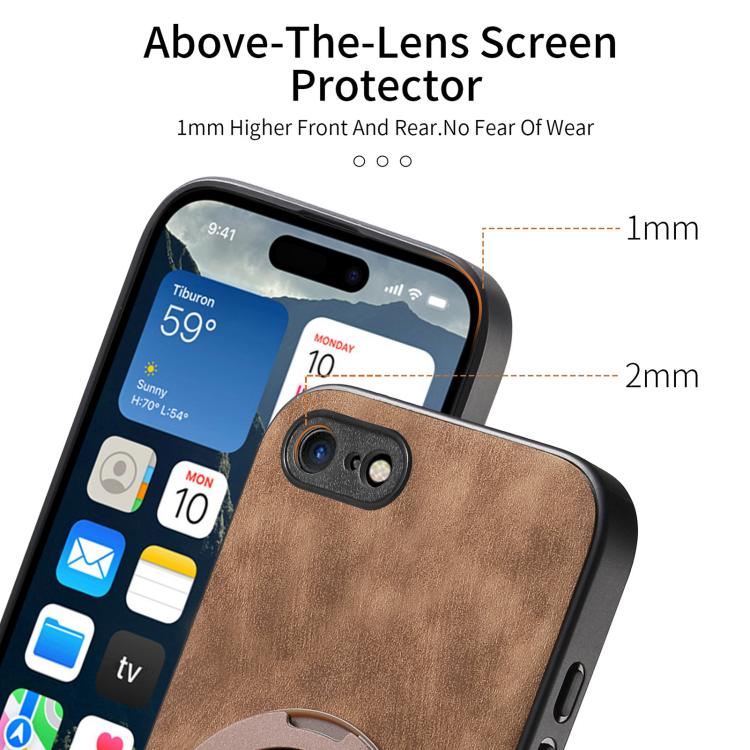 For iPhone 7 / 8 / SE 2022 Retro Leather Rotation Round Holder Phone Case