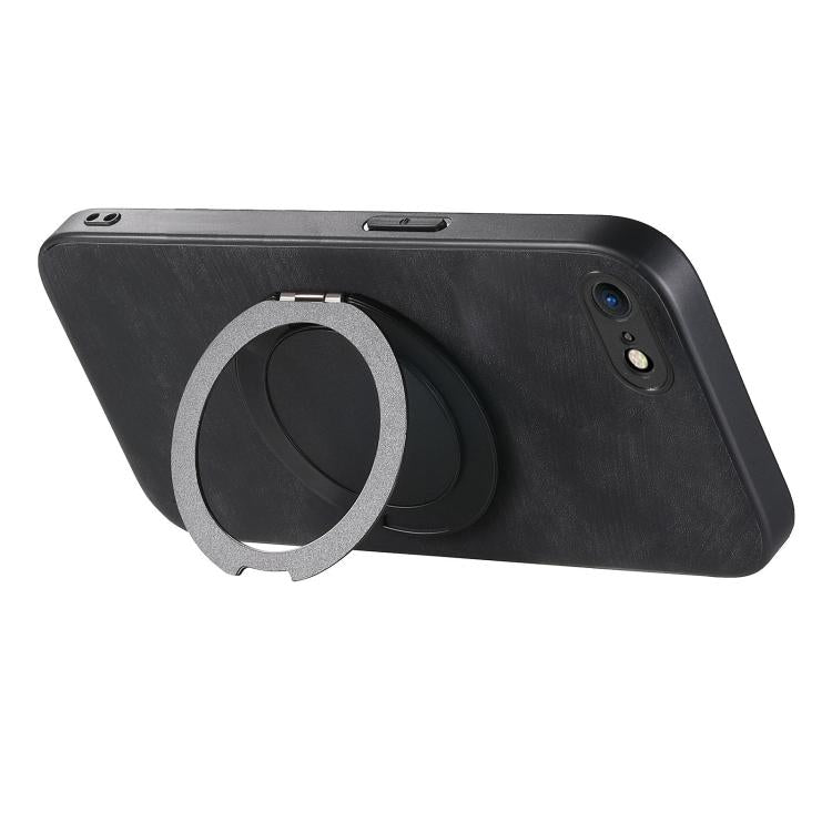 For iPhone 7 / 8 / SE 2022 Retro Leather Rotation Round Holder Phone Case