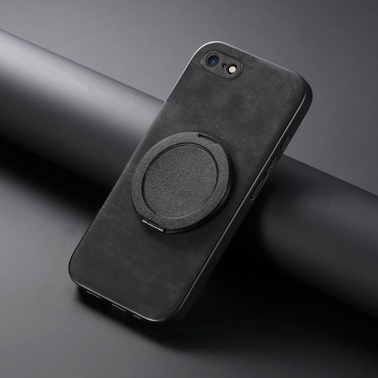 For iPhone 7 / 8 / SE 2022 Retro Leather Rotation Round Holder Phone Case