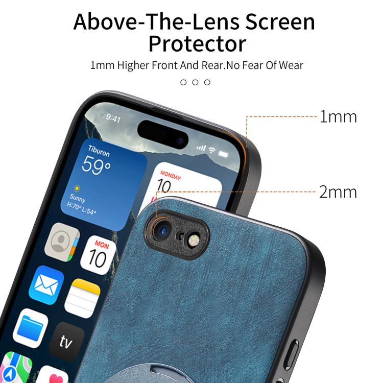 For iPhone 7 / 8 / SE 2022 Retro Leather Rotation Round Holder Phone Case