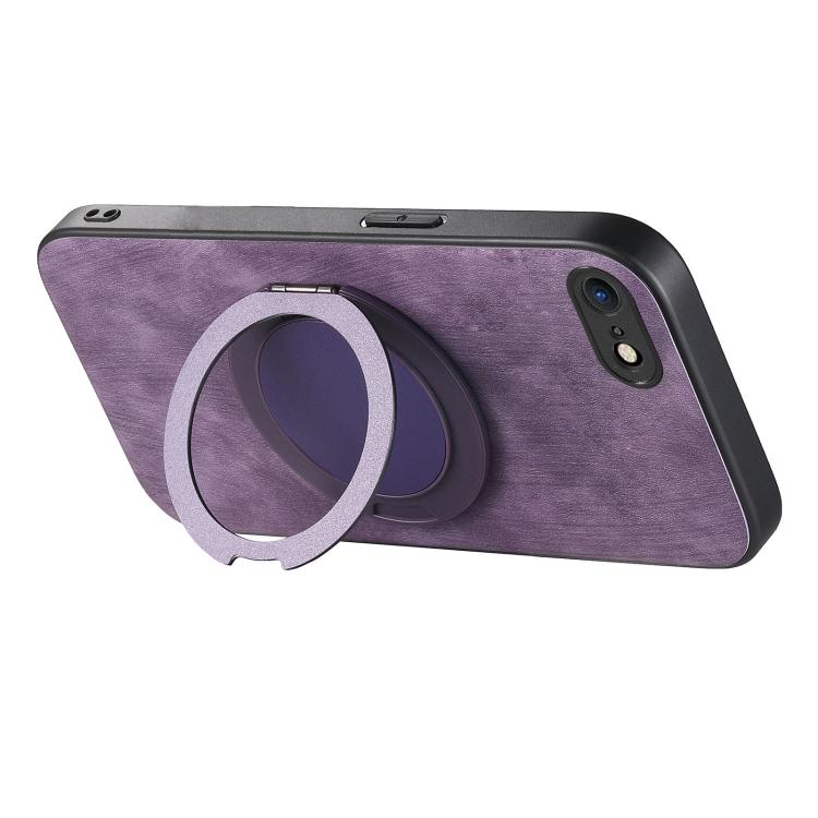 For iPhone 7 / 8 / SE 2022 Retro Leather Rotation Round Holder Phone Case