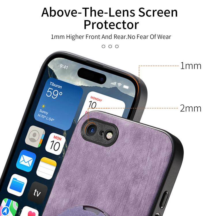For iPhone 7 / 8 / SE 2022 Retro Leather Rotation Round Holder Phone Case