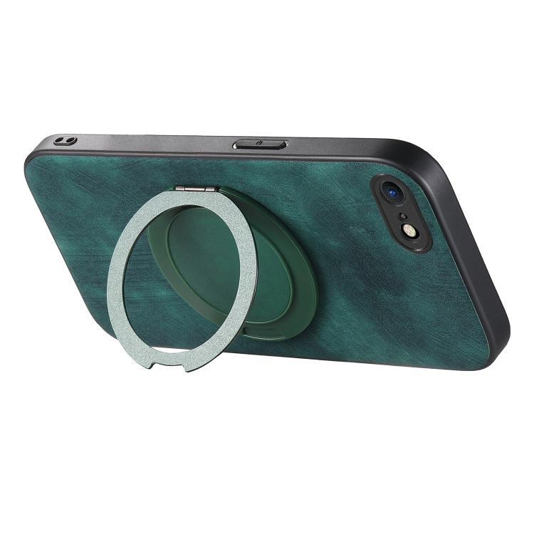For iPhone 7 / 8 / SE 2022 Retro Leather Rotation Round Holder Phone Case