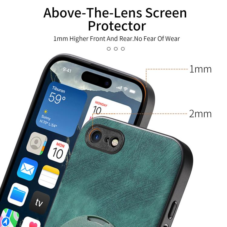 For iPhone 7 / 8 / SE 2022 Retro Leather Rotation Round Holder Phone Case