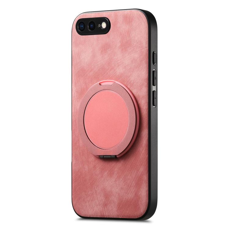 For iPhone 7 Plus / 8 Plus Retro Leather Rotation Round Holder Phone Case