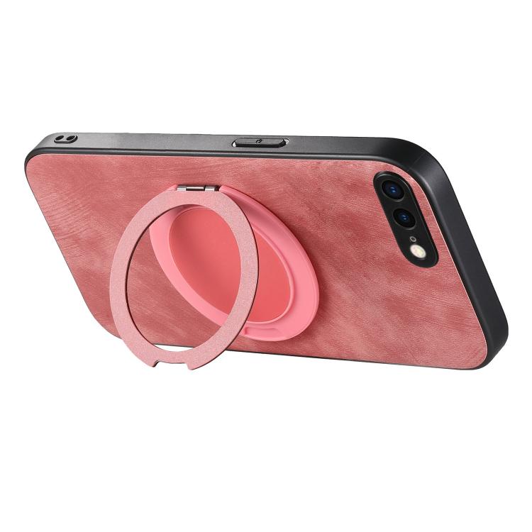 For iPhone 7 Plus / 8 Plus Retro Leather Rotation Round Holder Phone Case