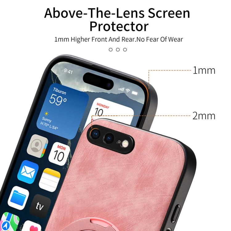 For iPhone 7 Plus / 8 Plus Retro Leather Rotation Round Holder Phone Case