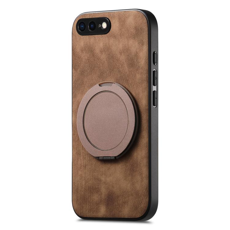 For iPhone 7 Plus / 8 Plus Retro Leather Rotation Round Holder Phone Case