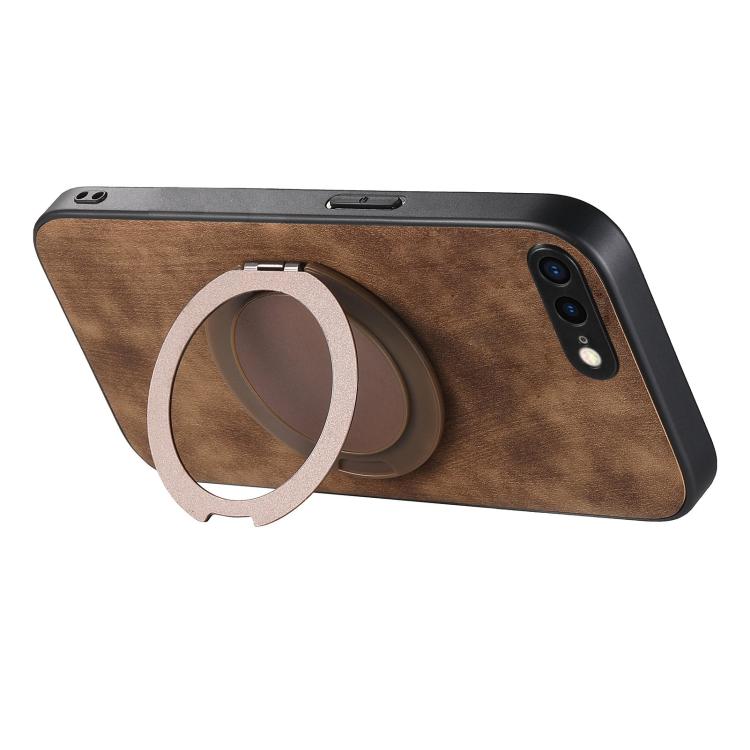 For iPhone 7 Plus / 8 Plus Retro Leather Rotation Round Holder Phone Case