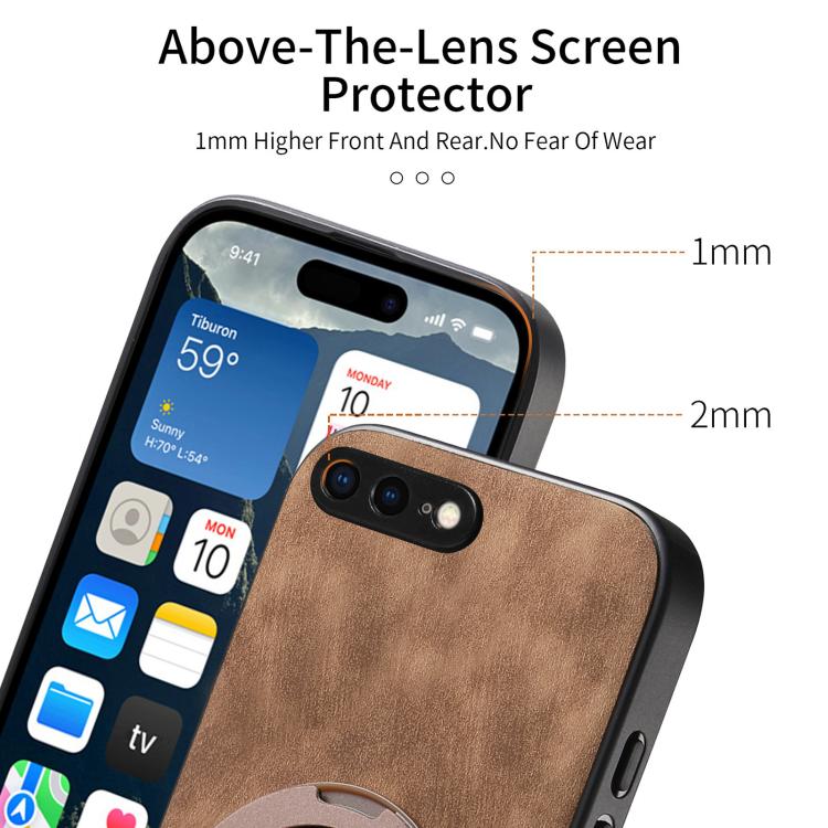 For iPhone 7 Plus / 8 Plus Retro Leather Rotation Round Holder Phone Case