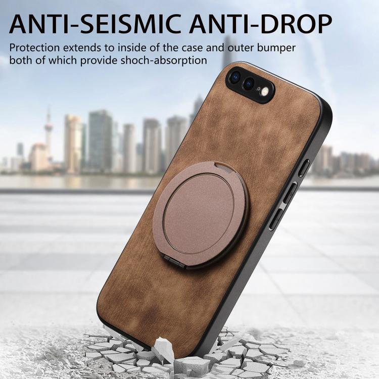 For iPhone 7 Plus / 8 Plus Retro Leather Rotation Round Holder Phone Case