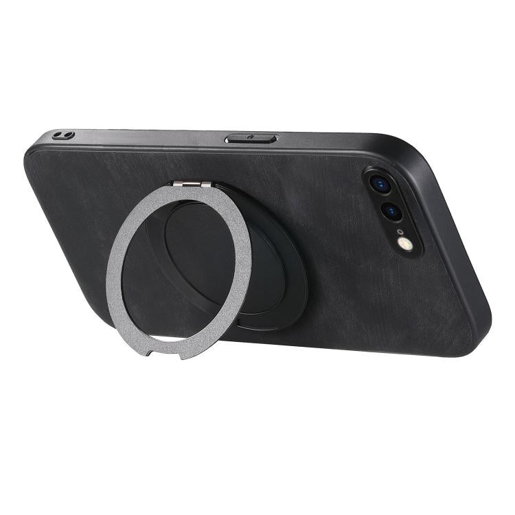 For iPhone 7 Plus / 8 Plus Retro Leather Rotation Round Holder Phone Case
