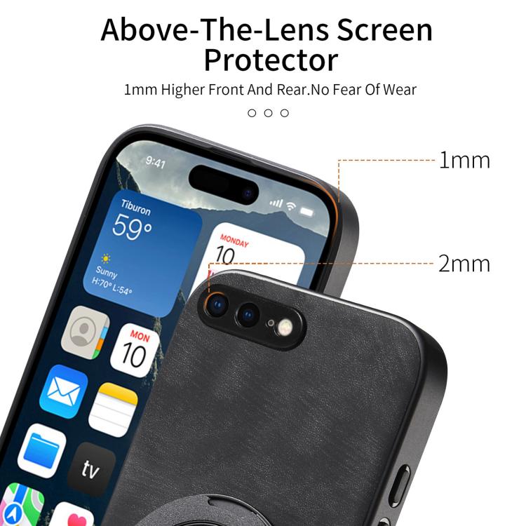 For iPhone 7 Plus / 8 Plus Retro Leather Rotation Round Holder Phone Case
