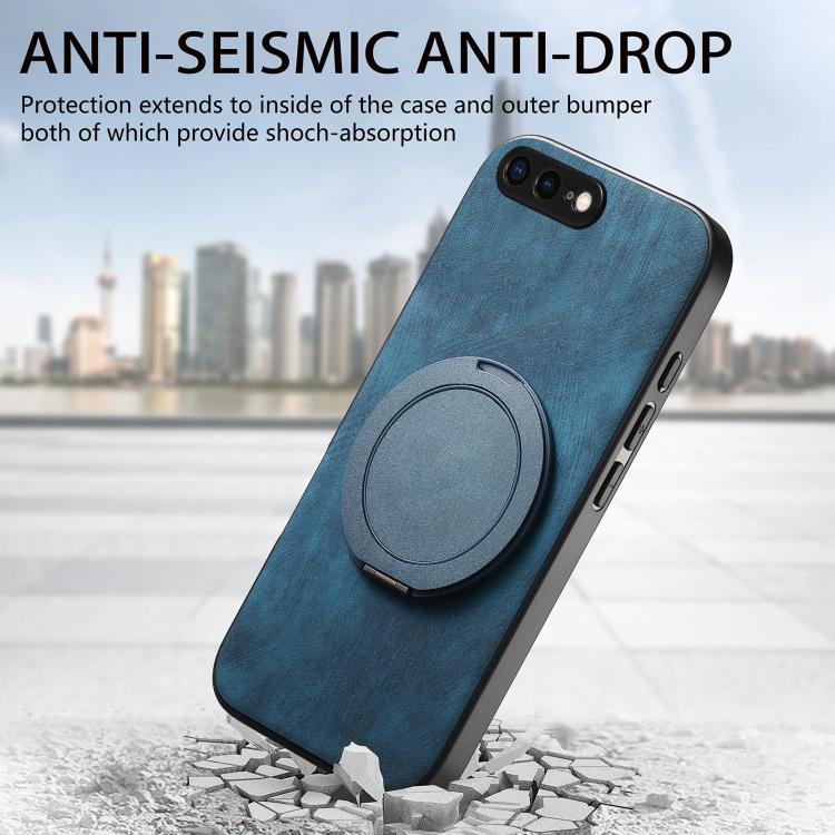 For iPhone 7 Plus / 8 Plus Retro Leather Rotation Round Holder Phone Case