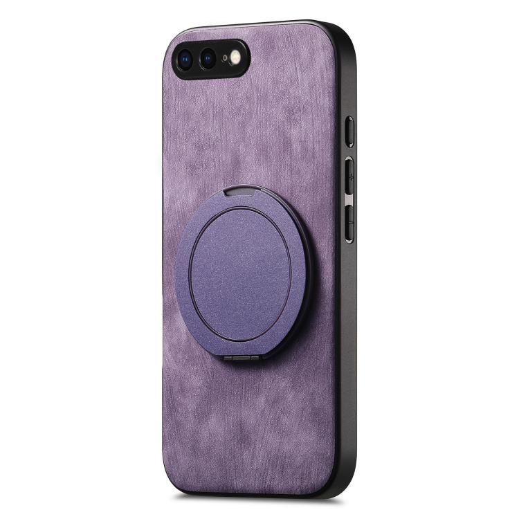 For iPhone 7 Plus / 8 Plus Retro Leather Rotation Round Holder Phone Case