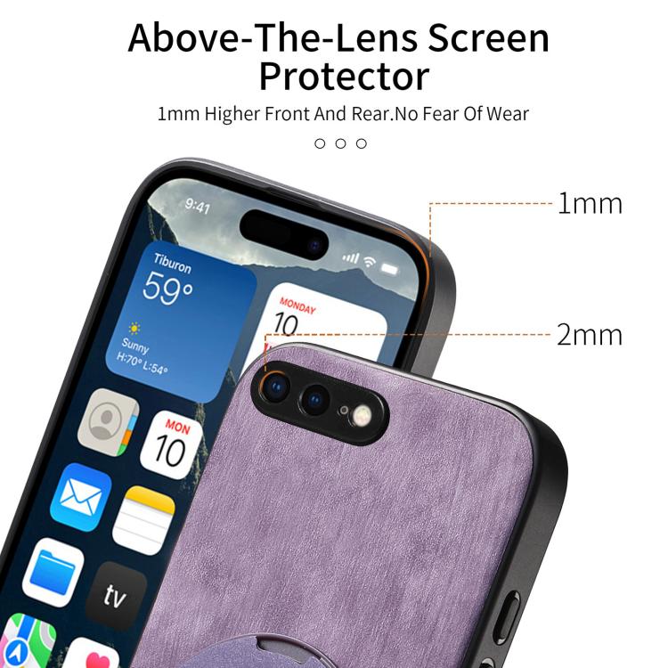 For iPhone 7 Plus / 8 Plus Retro Leather Rotation Round Holder Phone Case