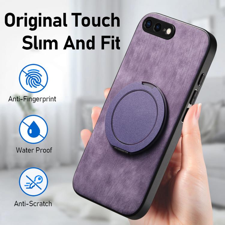 For iPhone 7 Plus / 8 Plus Retro Leather Rotation Round Holder Phone Case