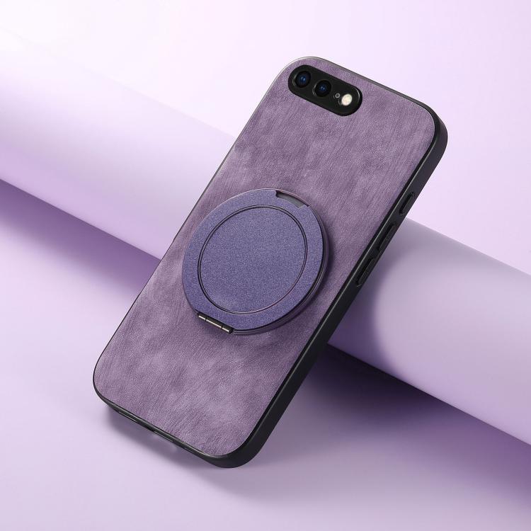 For iPhone 7 Plus / 8 Plus Retro Leather Rotation Round Holder Phone Case