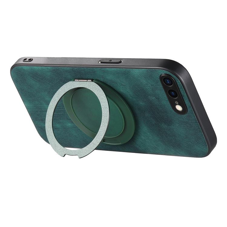 For iPhone 7 Plus / 8 Plus Retro Leather Rotation Round Holder Phone Case