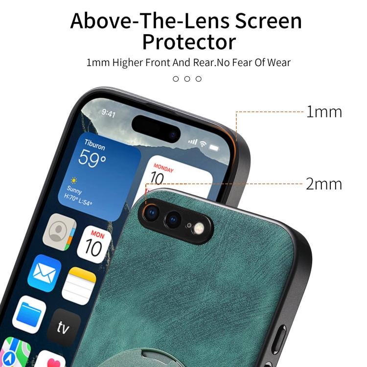 For iPhone 7 Plus / 8 Plus Retro Leather Rotation Round Holder Phone Case