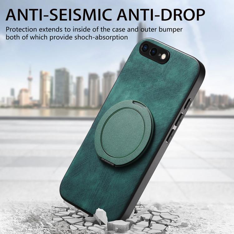 For iPhone 7 Plus / 8 Plus Retro Leather Rotation Round Holder Phone Case