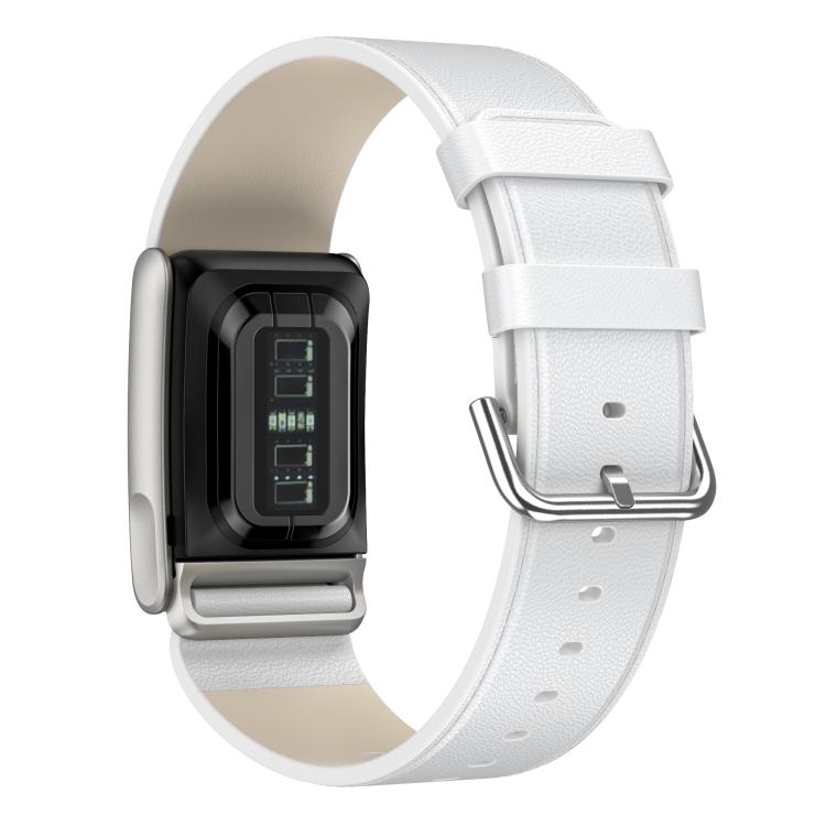 For WHOOP 5.0 Electrocardiogram Silver Pin Buckle Leather Watch Band