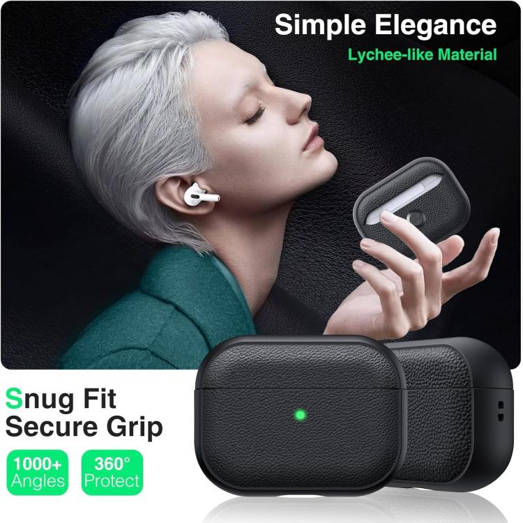 For AirPods Pro 3 Lychee Texture TPU Earphone Cover with Buckle