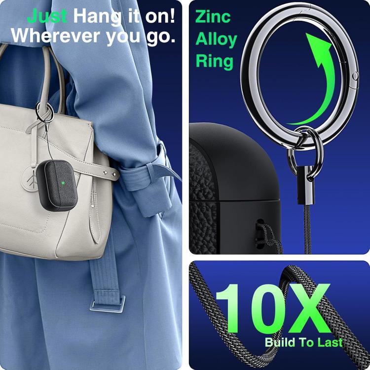 For AirPods Pro 3 Lychee Texture TPU Earphone Cover with Buckle