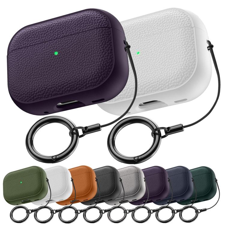 For AirPods Pro 3 Lychee Texture TPU Earphone Cover with Buckle