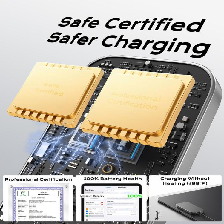 For iPad Pro 11 2025 Smart PIN Magnetic Charger Wireless Charging Pad with Type-C Cable