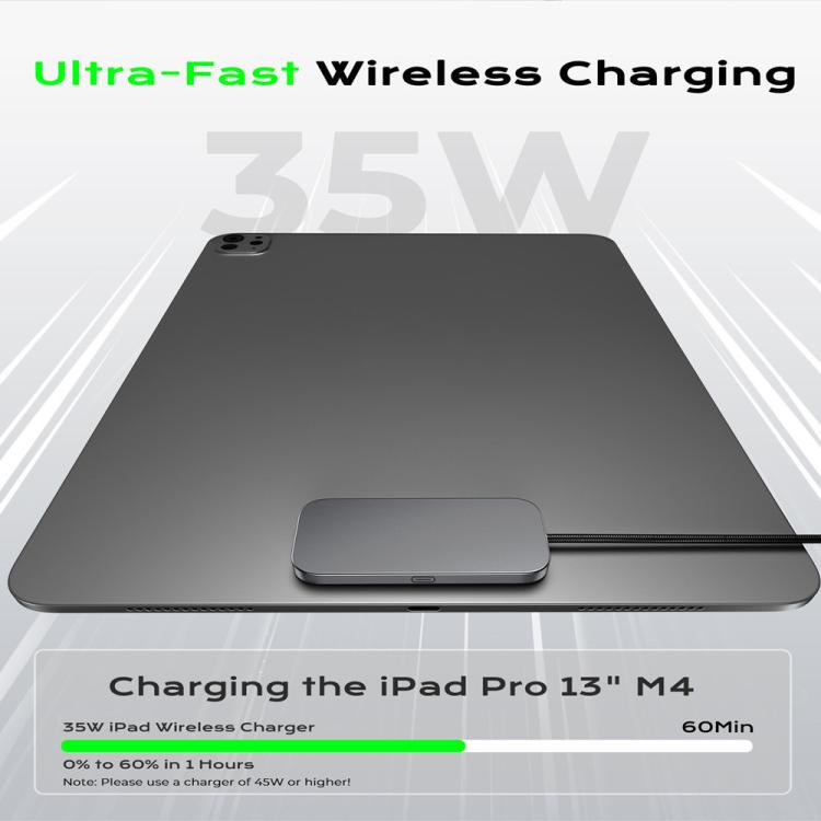 For iPad Pro 13 2025 Fast Charging Smart PIN Magnetic Charger Wireless Charging Pad with Type-C Cable