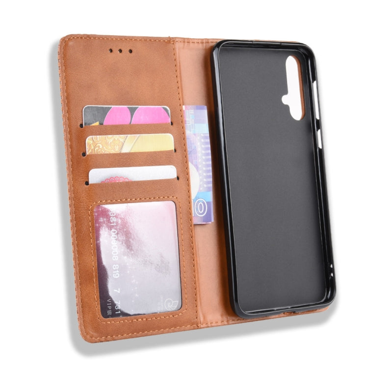 Magnetic Buckle Retro Crazy Horse Texture Horizontal Flip Leather Case for Huawei