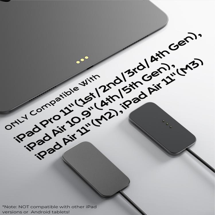 For iPad Air 11 / Air 10.9 Fast Charging Smart PIN Magnetic Charger Wireless Charging Pad with Type-C Cable