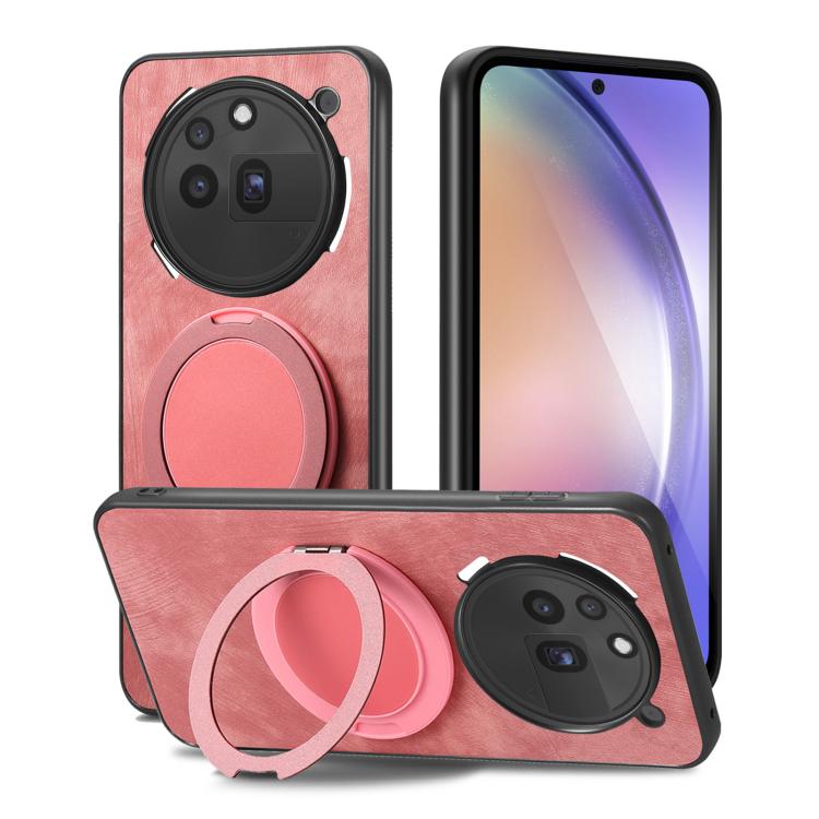 For Nothing Phone 3a Pro Retro Leather Rotation Round Holder Phone Case