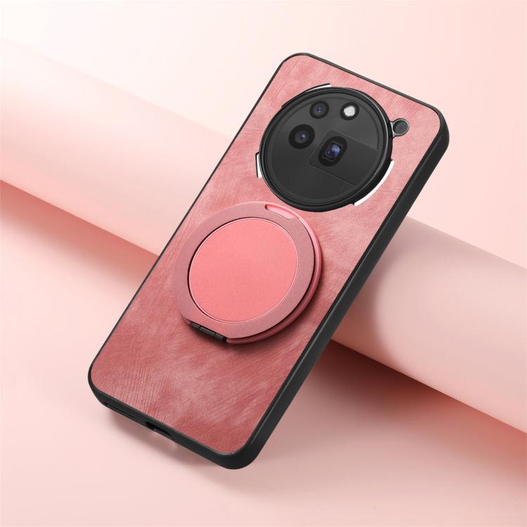 For Nothing Phone 3a Pro Retro Leather Rotation Round Holder Phone Case