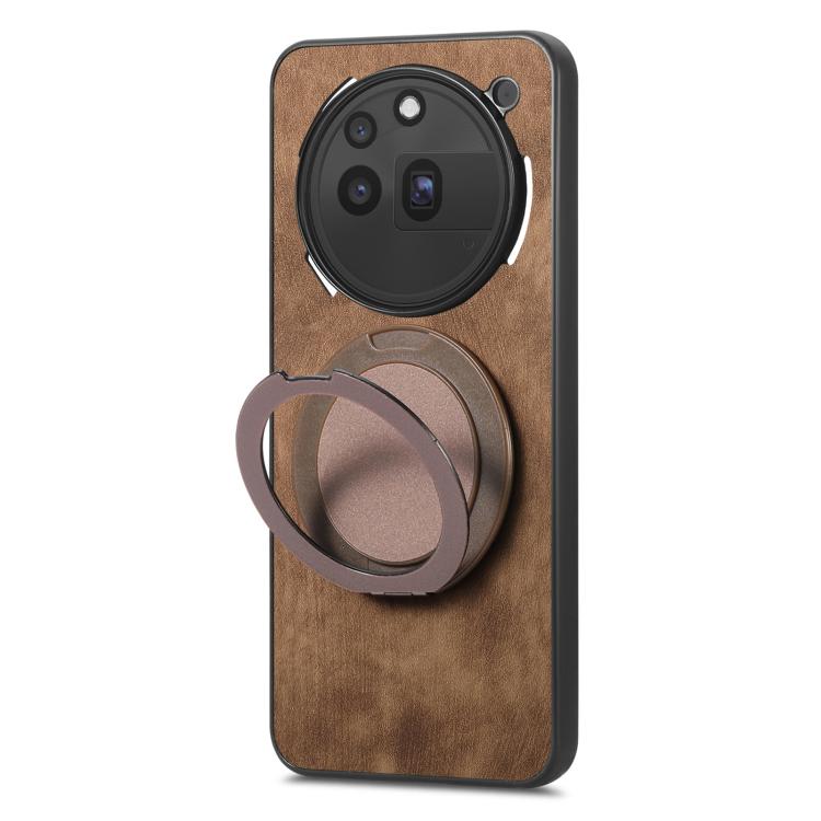 For Nothing Phone 3a Pro Retro Leather Rotation Round Holder Phone Case