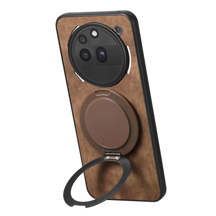 For Nothing Phone 3a Pro Retro Leather Rotation Round Holder Phone Case