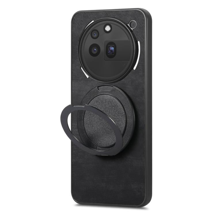 For Nothing Phone 3a Pro Retro Leather Rotation Round Holder Phone Case