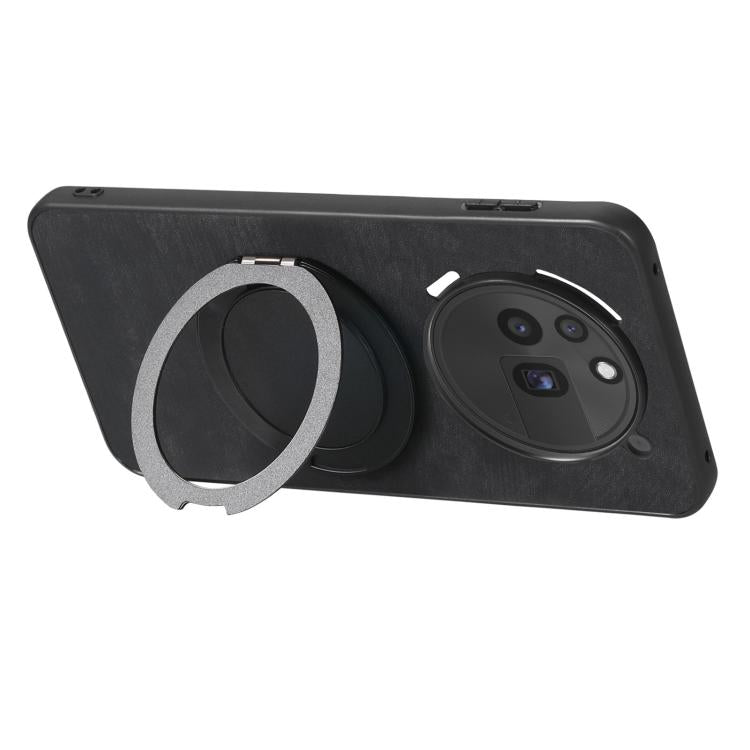 For Nothing Phone 3a Pro Retro Leather Rotation Round Holder Phone Case