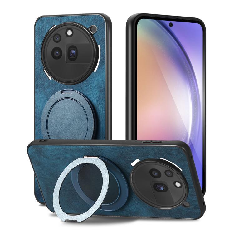 For Nothing Phone 3a Pro Retro Leather Rotation Round Holder Phone Case