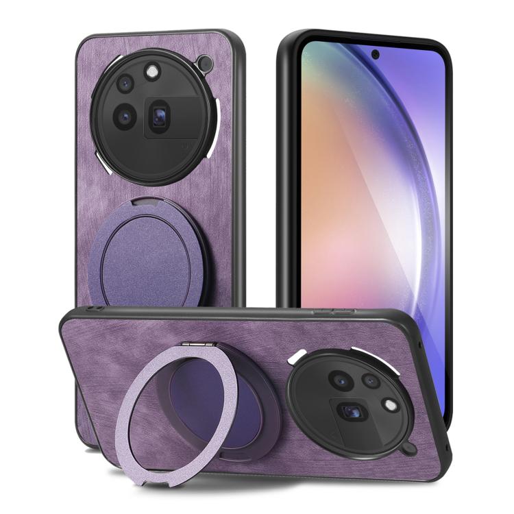 For Nothing Phone 3a Pro Retro Leather Rotation Round Holder Phone Case