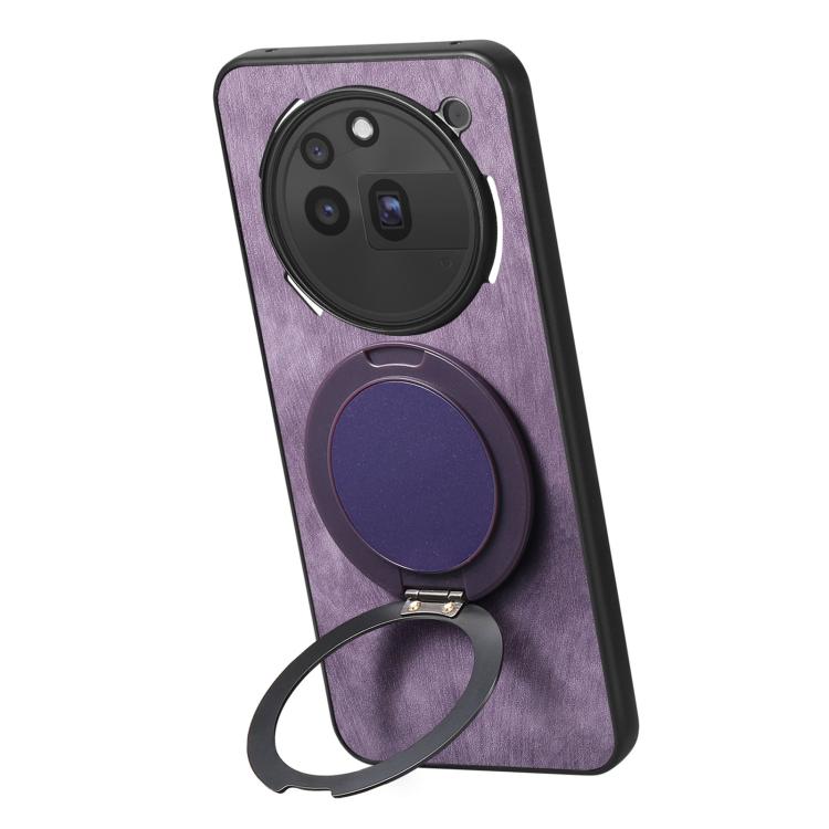 For Nothing Phone 3a Pro Retro Leather Rotation Round Holder Phone Case