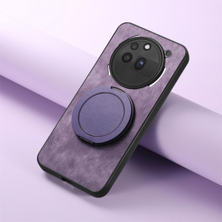For Nothing Phone 3a Pro Retro Leather Rotation Round Holder Phone Case