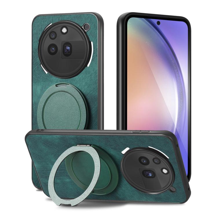 For Nothing Phone 3a Pro Retro Leather Rotation Round Holder Phone Case