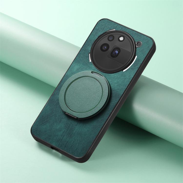 For Nothing Phone 3a Pro Retro Leather Rotation Round Holder Phone Case